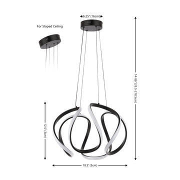 Euphoria 18.5" Contemporary Designer Aluminum/Iron Scribble Integrated LED Pendant Light - JONATHAN Y